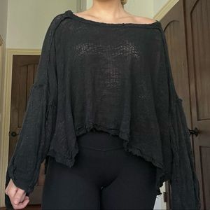 Free People Open Knit Sweater - Black